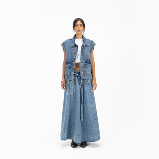 Flare Maxi Denim Skirt
