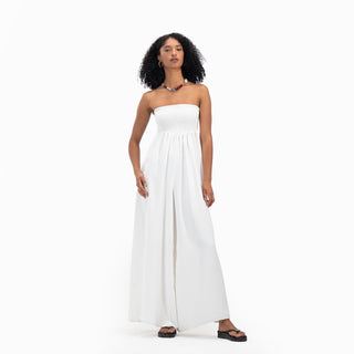 Strapless Shirred Jumpsuit