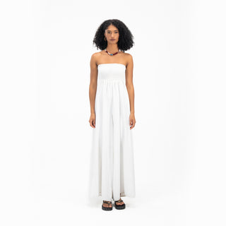 Strapless Shirred Jumpsuit