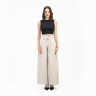 Fold Over Waist Wide Leg Pants
