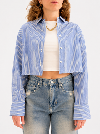 Printed Poplin Cropped Shirt