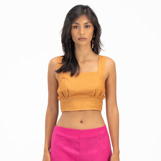 Square Neck Linen Crop Top