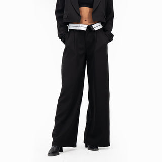 Fold Over Waist Wide Leg Pants