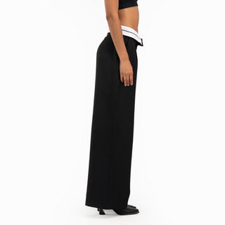 Fold Over Waist Wide Leg Pants