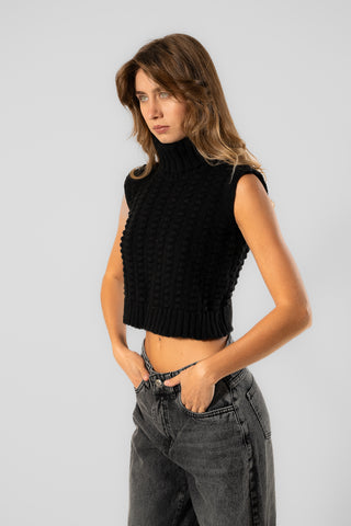 Tricot Vest Turtle Neck