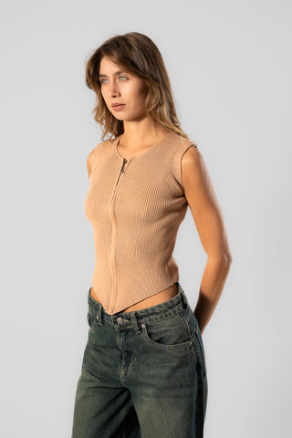 Sleeveless Zipper Top