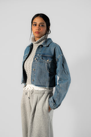 Cropped Blue Denim Jacket