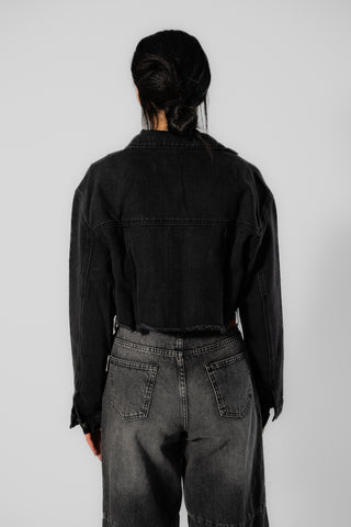 Cropped Black Denim Jacket