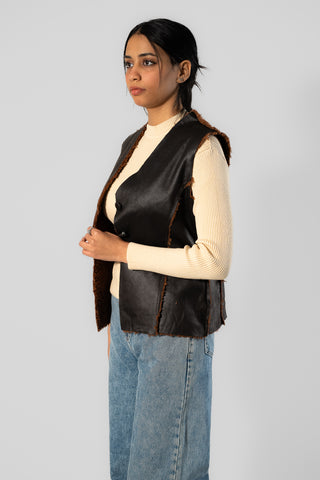 Leather Vest with Hanging Fur