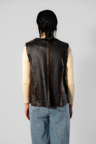 Leather Vest with Hanging Fur