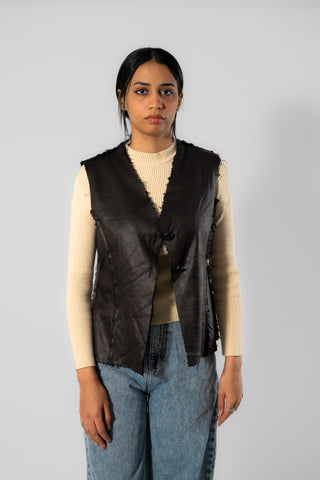 Leather Vest with Hanging Fur