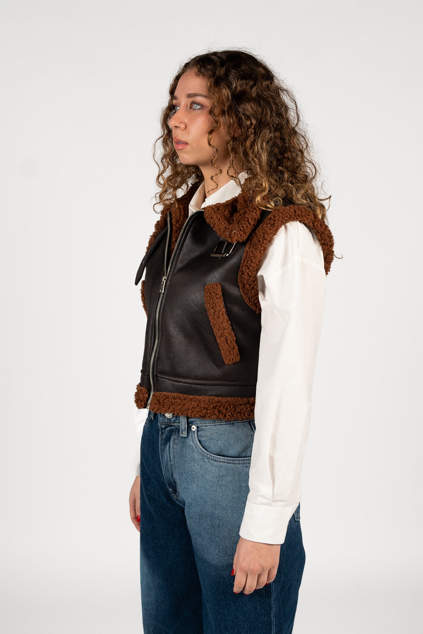 Leather Vest with Fur