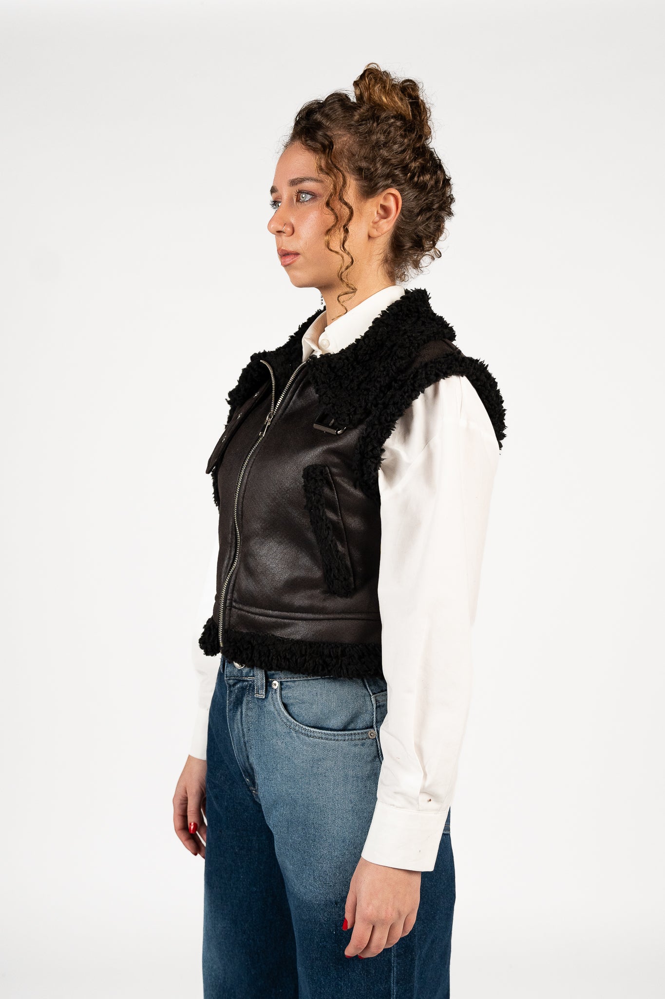 Leather Vest with Fur