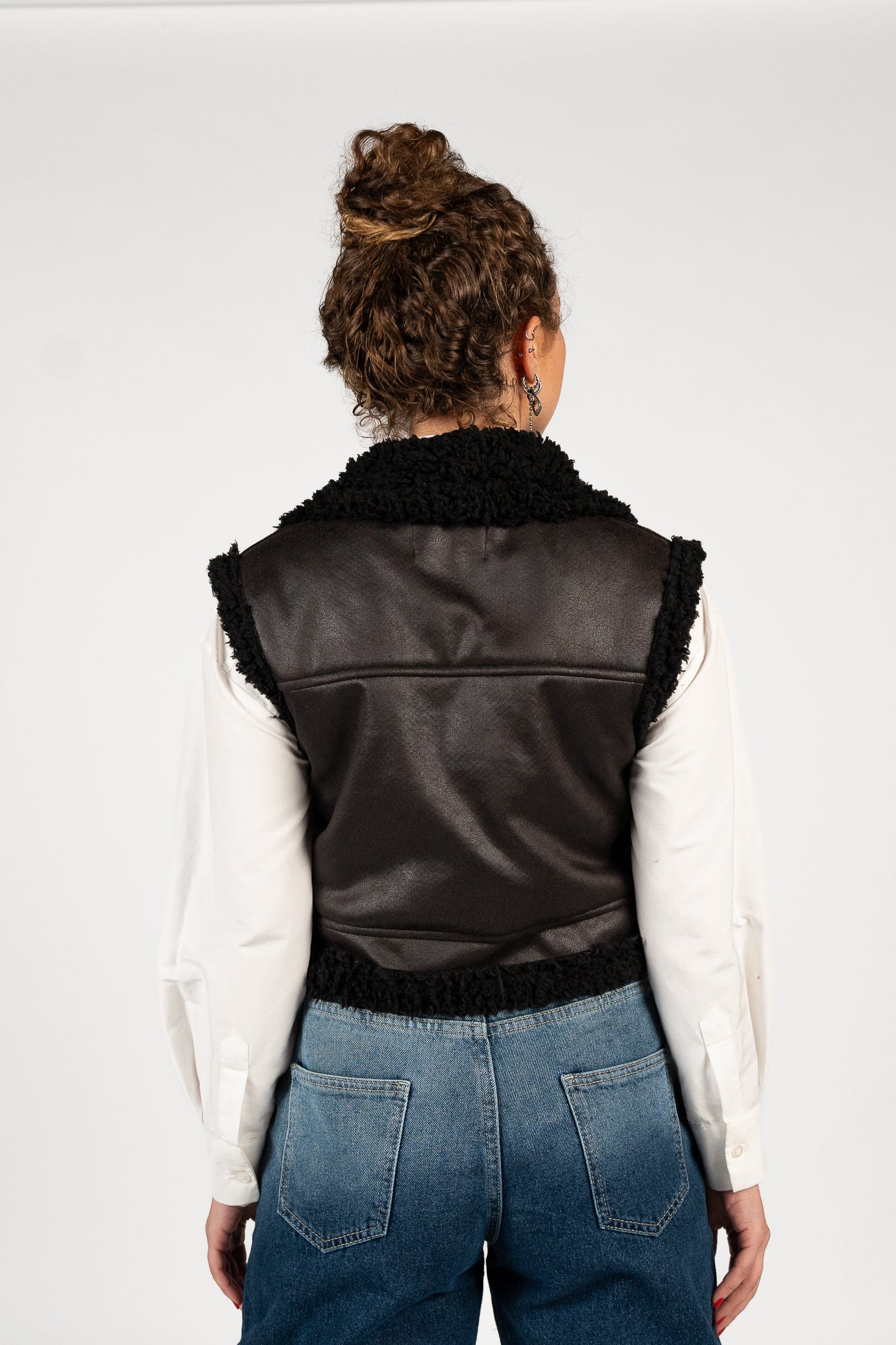 Leather Vest with Fur